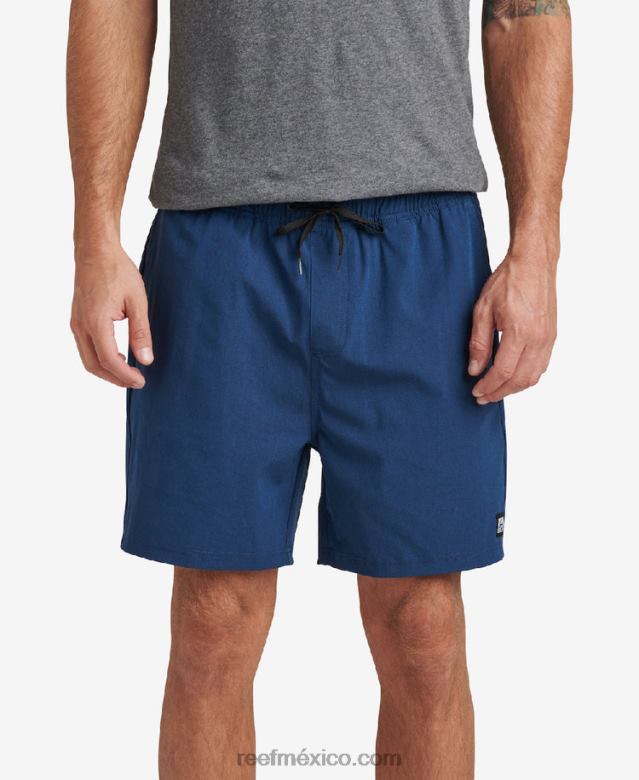 shorts de paseo con cintura elástica de 17" Reef hombres insignias azules B4FFZ669