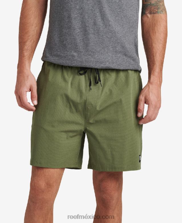 shorts de paseo con cintura elástica de 17" Reef hombres olivino B4FFZ714