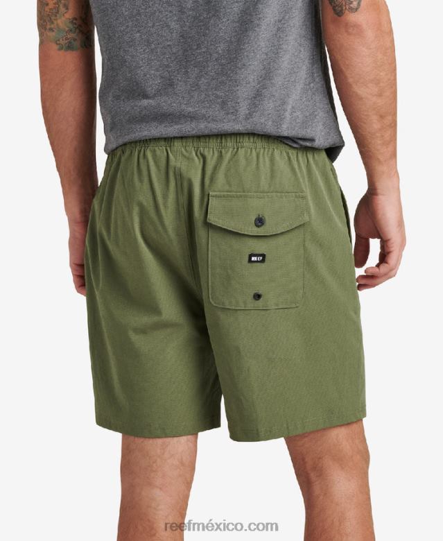 shorts de paseo con cintura elástica de 17\" Reef hombres olivino B4FFZ714