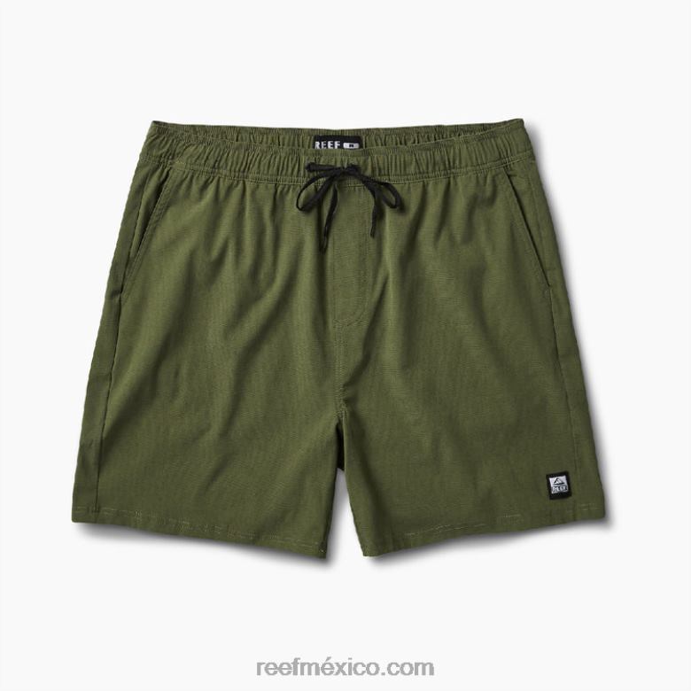 shorts de paseo con cintura elástica de 17\" Reef hombres olivino B4FFZ714