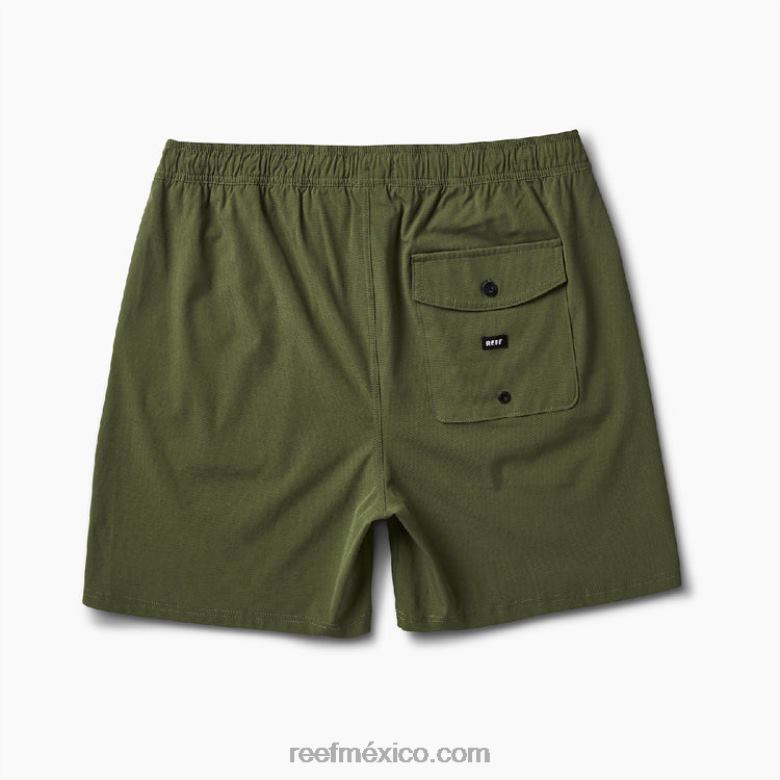 shorts de paseo con cintura elástica de 17\" Reef hombres olivino B4FFZ714