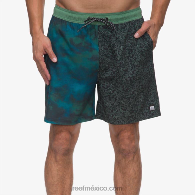 shorts de playa elliot con cintura elástica 17" Reef hombres hiedra oscura B4FFZ700
