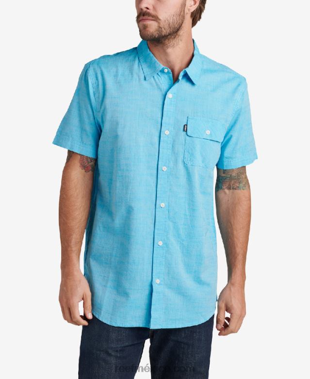 camisa de manga corta winfred Reef hombres azul claro de las estrellas B4FFZ643