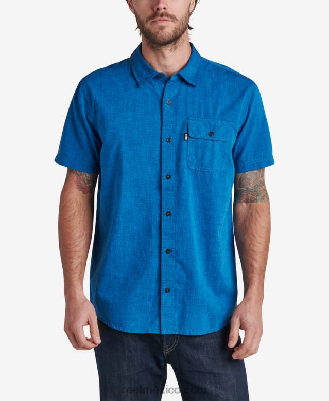 camisa de manga corta winfred Reef hombres azul francés B4FFZ653