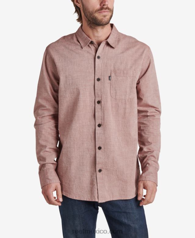 camisa de manga larga de estuardo Reef hombres caoba B4FFZ657