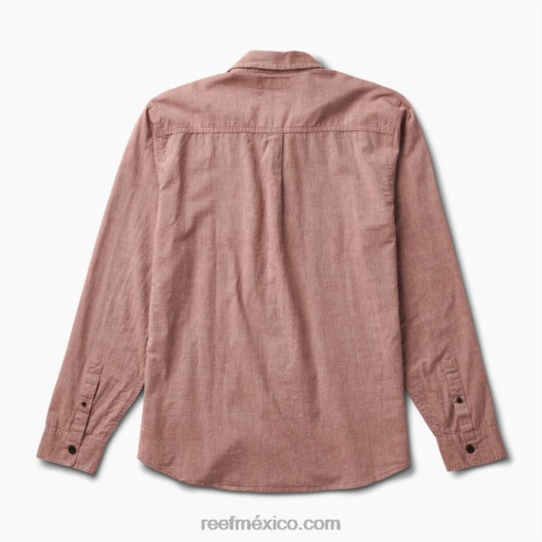 camisa de manga larga de estuardo Reef hombres caoba B4FFZ657