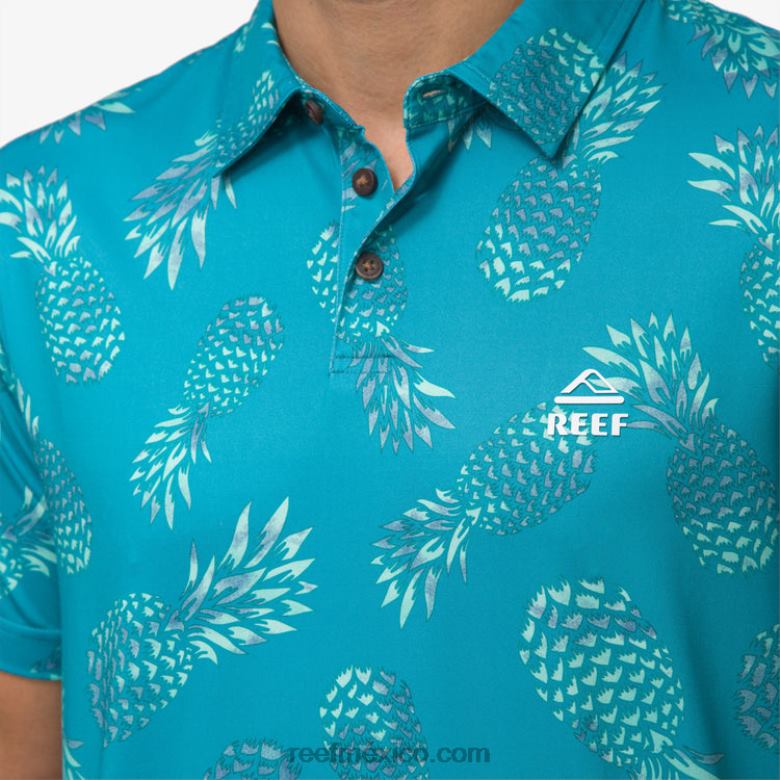 polo de manga corta con volante Reef hombres azulejo azul B4FFZ652