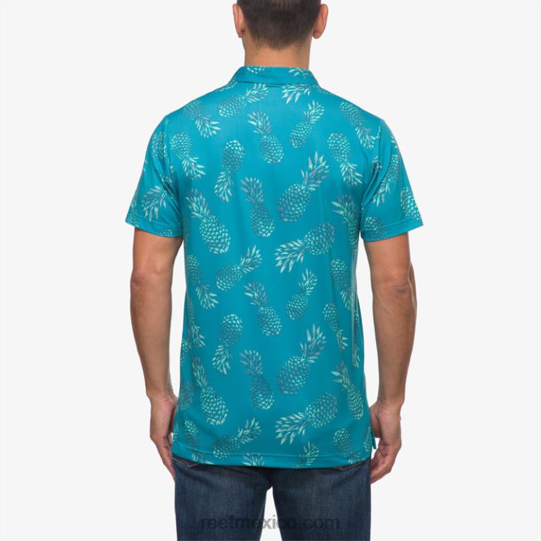polo de manga corta con volante Reef hombres azulejo azul B4FFZ652
