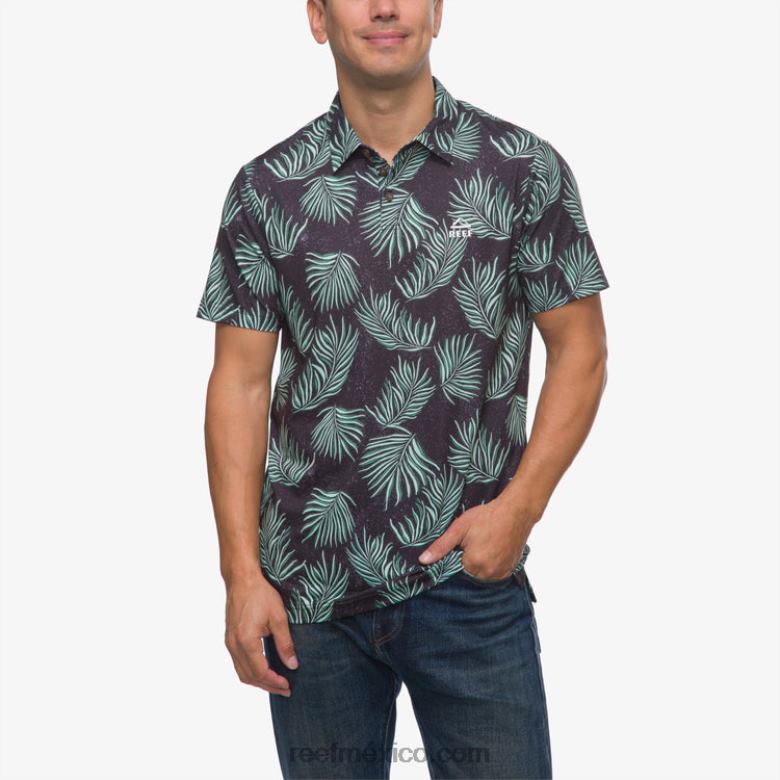 polo de manga corta con volante Reef hombres caviar B4FFZ655