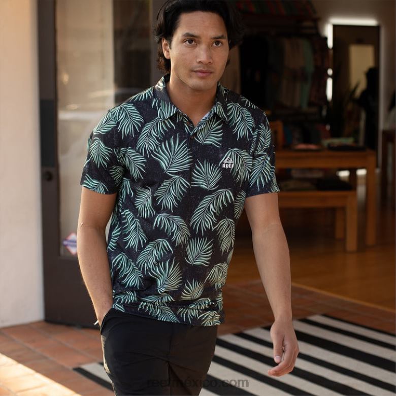 polo de manga corta con volante Reef hombres caviar B4FFZ655