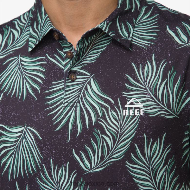 polo de manga corta con volante Reef hombres caviar B4FFZ655