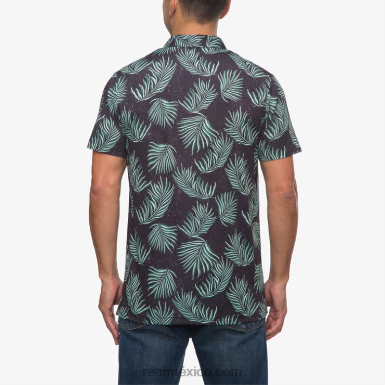 polo de manga corta con volante Reef hombres caviar B4FFZ655