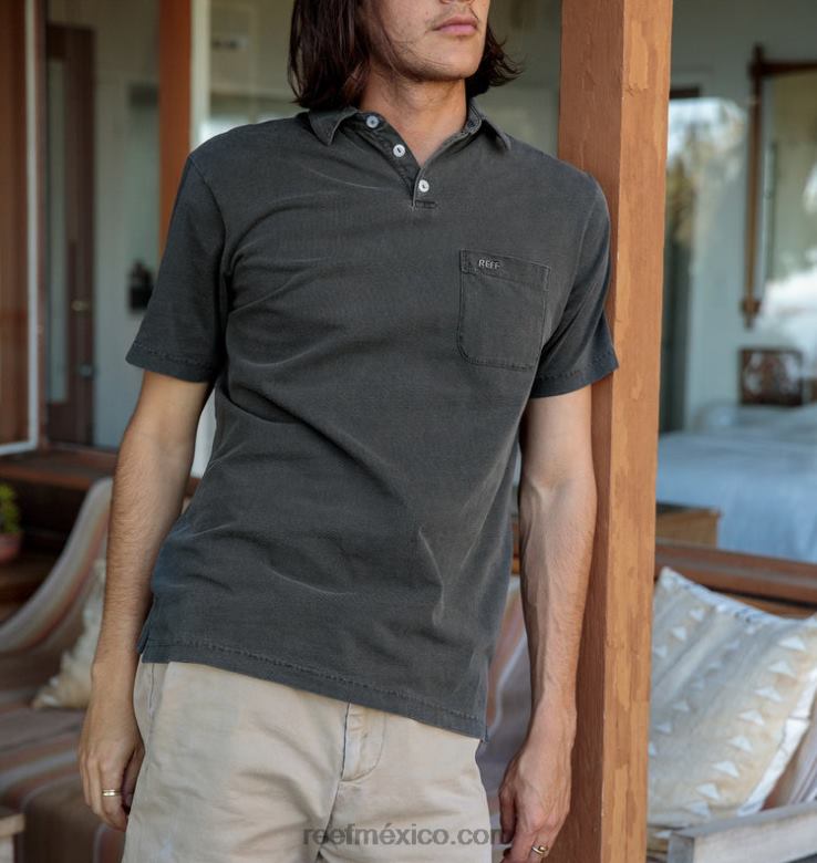 polo de manga corta walker Reef hombres negro pirata B4FFZ641