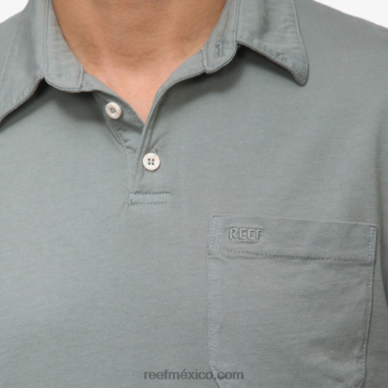 polo de manga corta walker Reef hombres verde chino B4FFZ637