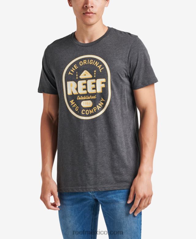 camiseta de manga corta clark flameada Reef hombres carbón vegetal B4FFZ601