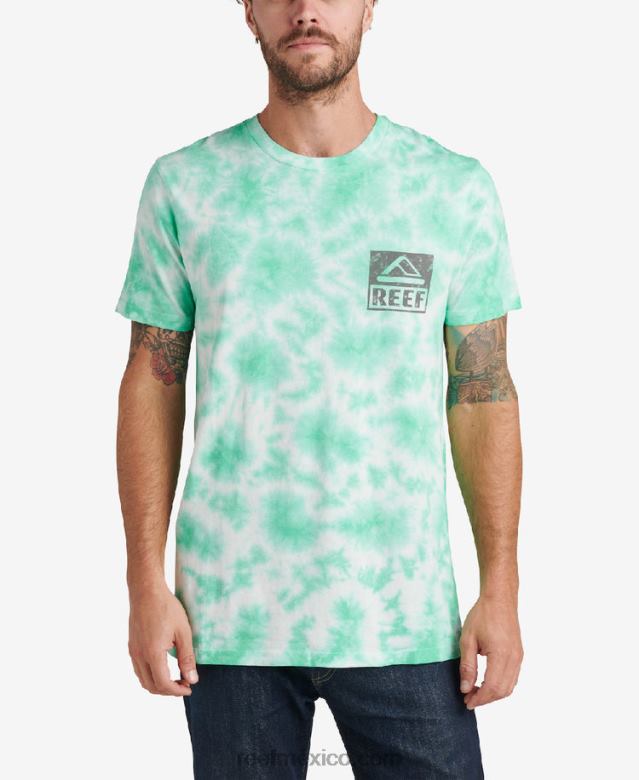 camiseta de manga corta con teñido anudado Reef hombres verde electrico B4FFZ618