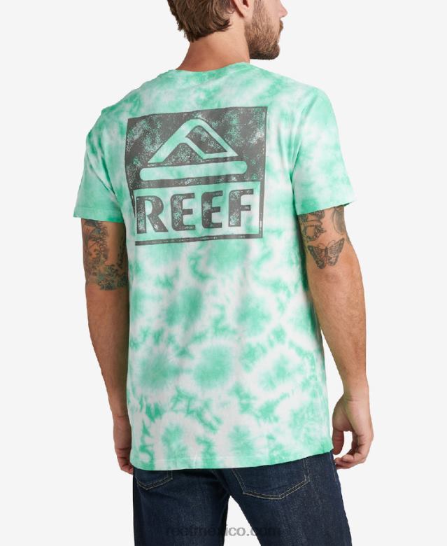 camiseta de manga corta con teñido anudado Reef hombres verde electrico B4FFZ618