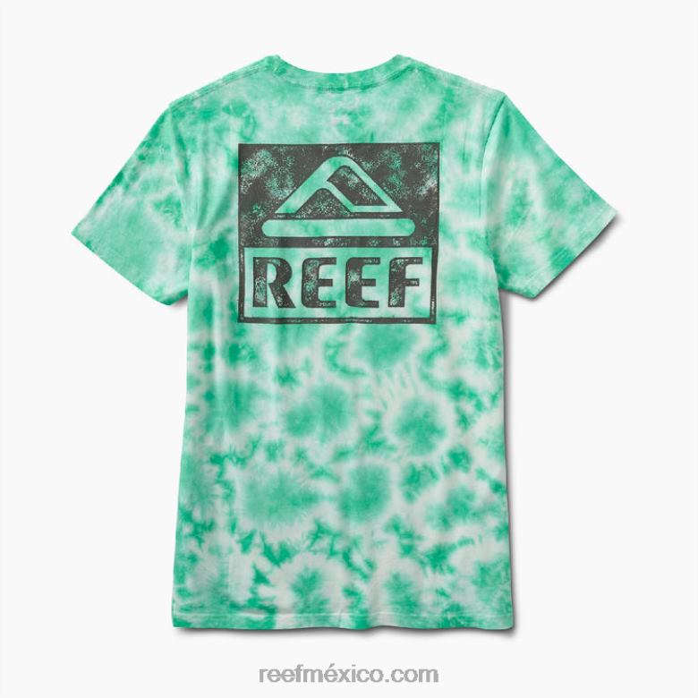 camiseta de manga corta con teñido anudado Reef hombres verde electrico B4FFZ618