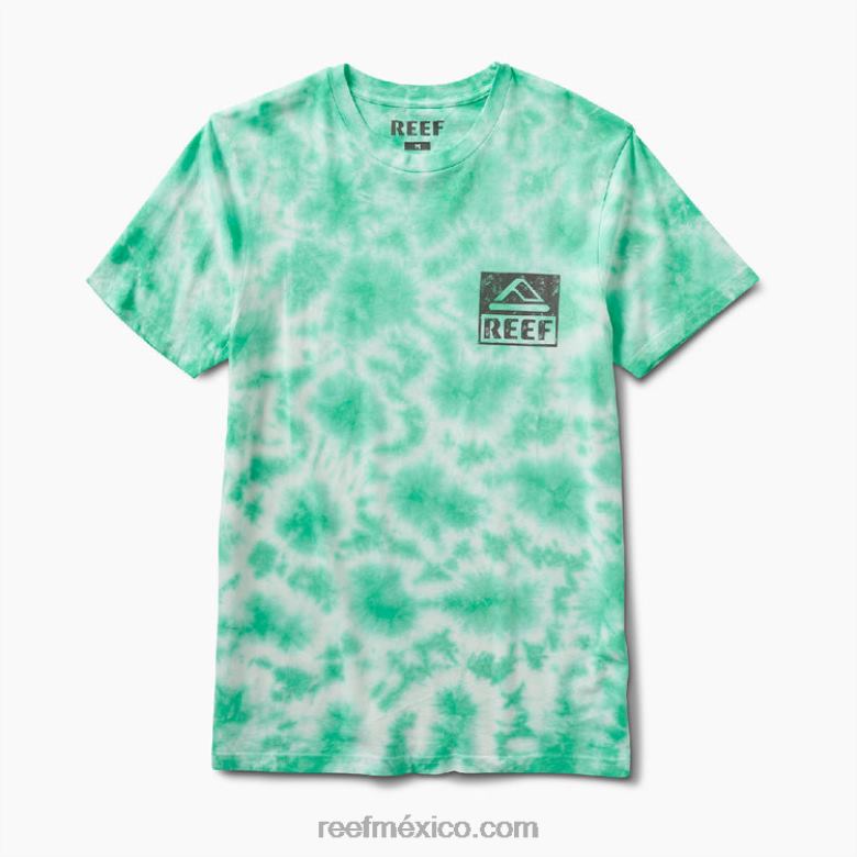 camiseta de manga corta con teñido anudado Reef hombres verde electrico B4FFZ618
