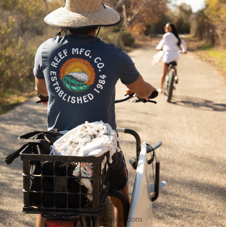camiseta de manga corta de corte Reef hombres insignia azul B4FFZ556