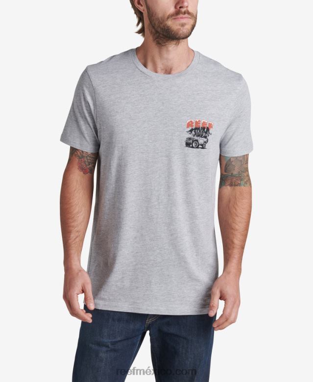 camiseta de manga corta de madera Reef hombres cuero gris B4FFZ587