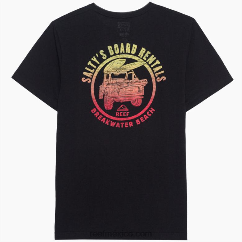 camiseta de manga corta reciclo salado Reef hombres negro B4FFZ592