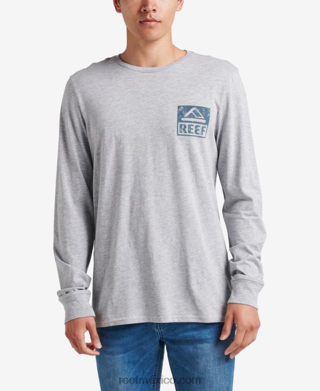 camiseta de manga larga Reef hombres cuero gris B4FFZ586