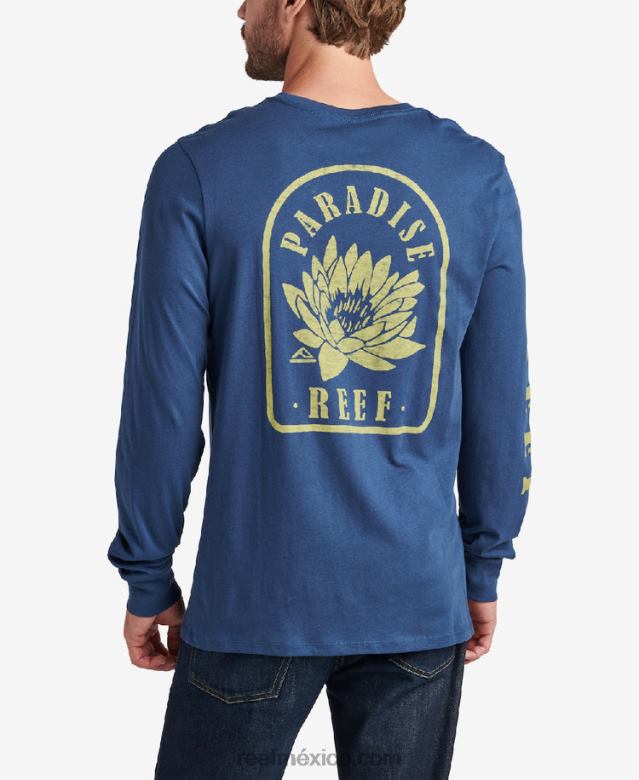 camiseta de manga larga azul Reef hombres insignia azul B4FFZ616