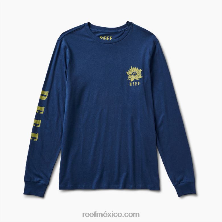 camiseta de manga larga azul Reef hombres insignia azul B4FFZ616