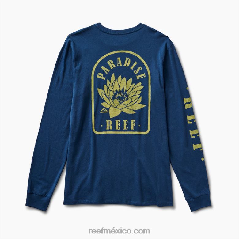camiseta de manga larga azul Reef hombres insignia azul B4FFZ616