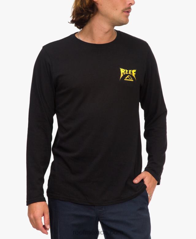 camiseta de manga larga carson recyclo Reef hombres negro B4FFZ589