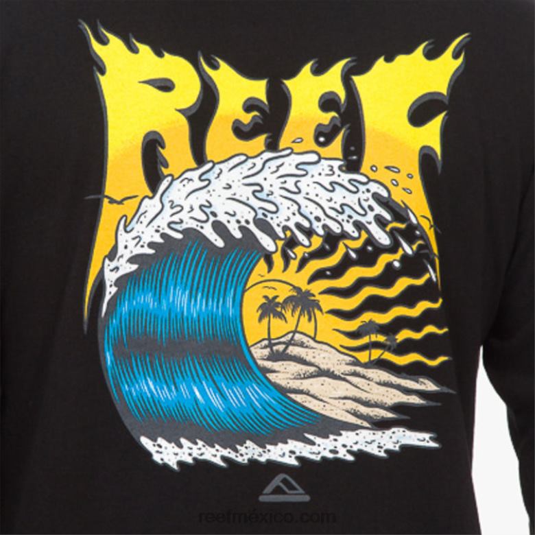 camiseta de manga larga carson recyclo Reef hombres negro B4FFZ589