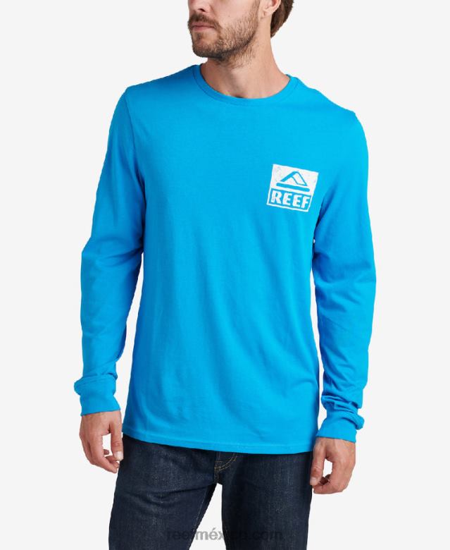 camiseta de manga larga con gráfico de wellie Reef hombres océano hawaiano B4FFZ603
