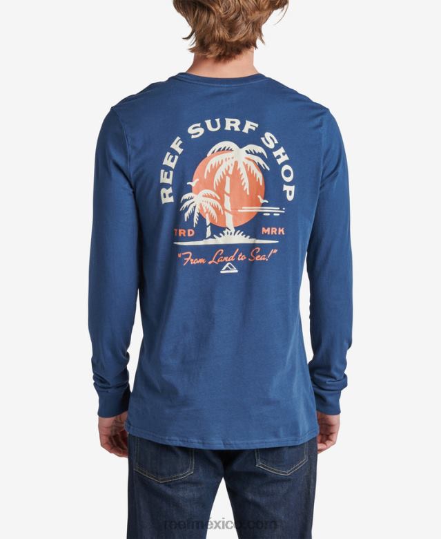 playera de manga larga con diseño aleatorio Reef hombres insignias azules B4FFZ612