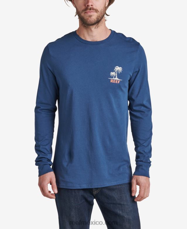 playera de manga larga con diseño aleatorio Reef hombres insignias azules B4FFZ612