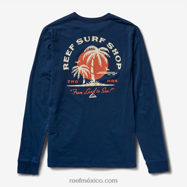 playera de manga larga con diseño aleatorio Reef hombres insignias azules B4FFZ612
