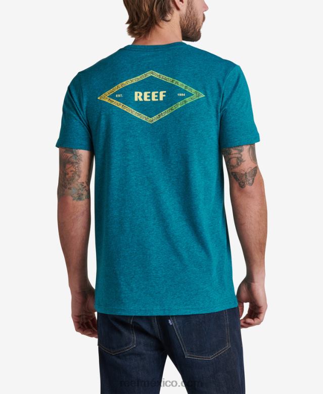 unir camiseta de manga corta Reef hombres brezo negro cian B4FFZ575