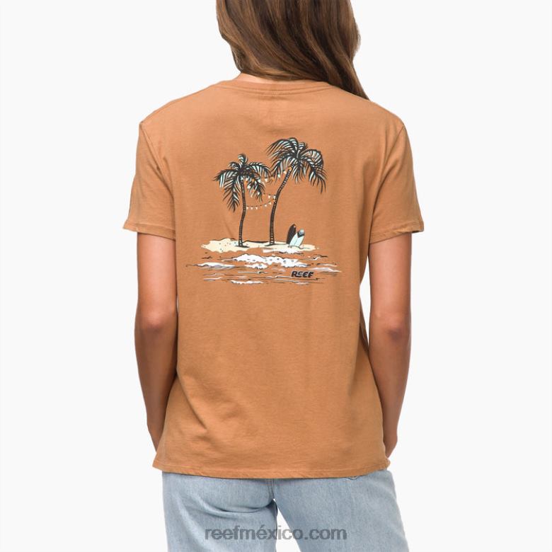 camiseta de manga corta vacay Reef mujer marrón B4FFZ275