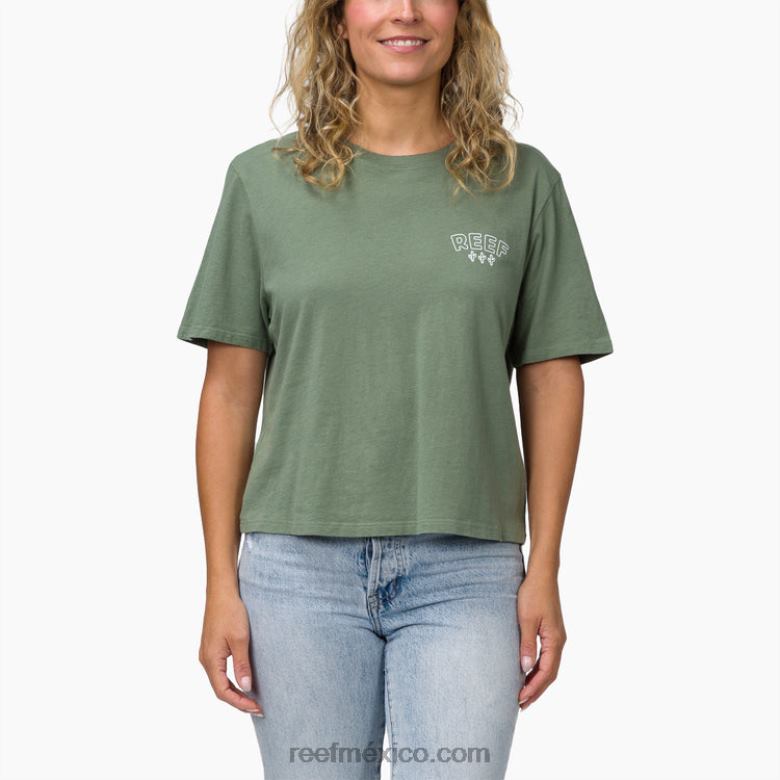 playera boxy de manga corta con cactus Reef mujer espuma marina B4FFZ277